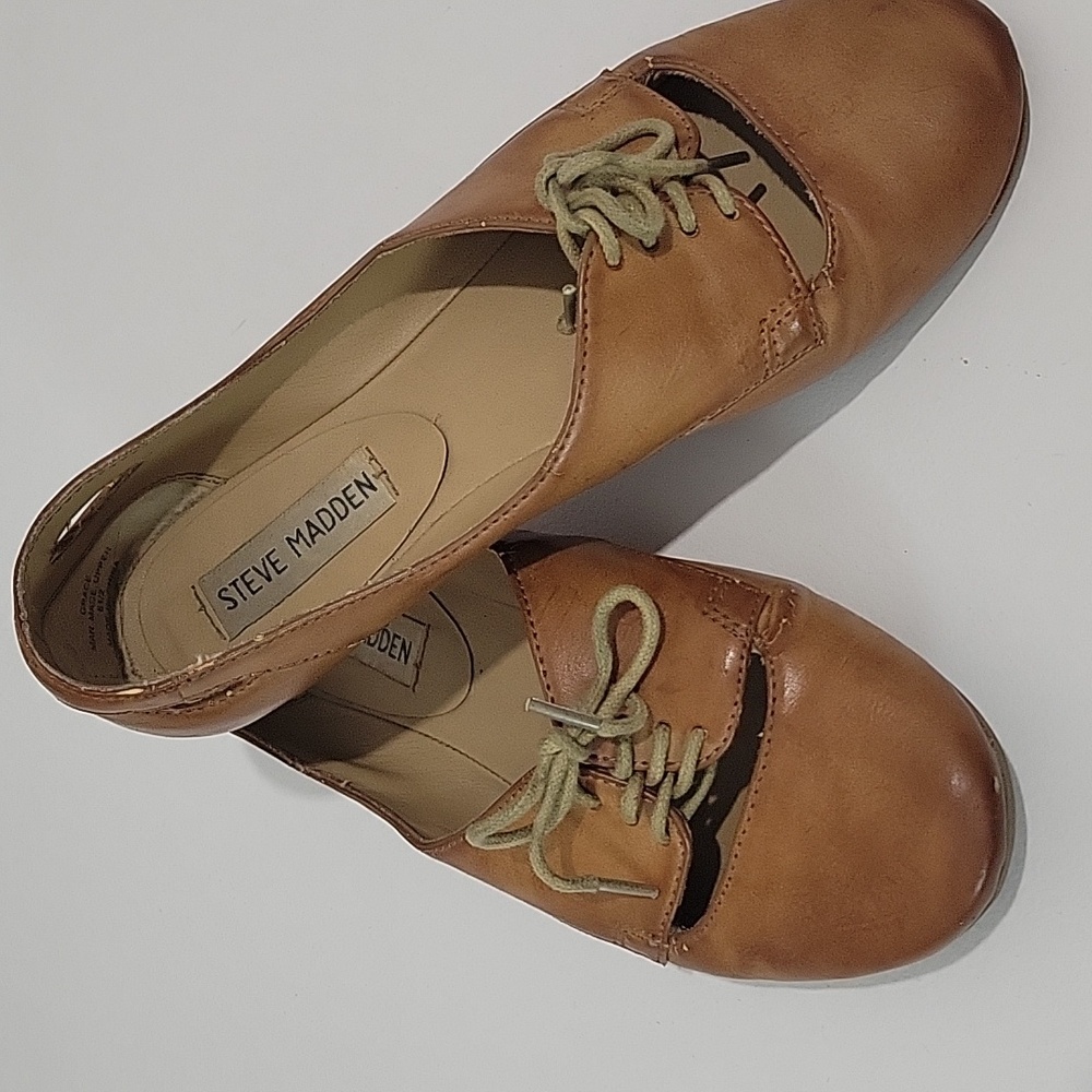 STEVE MADDEN OXFORD GRACE FLATS BROWN SIZE 6.5